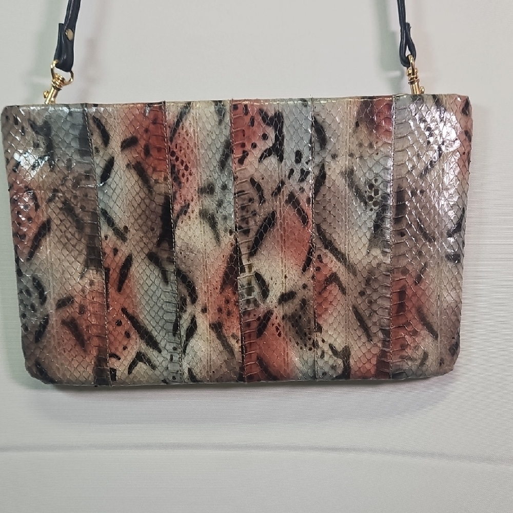 Jasmin Brown and Black Snakeskin Shoulder Bag